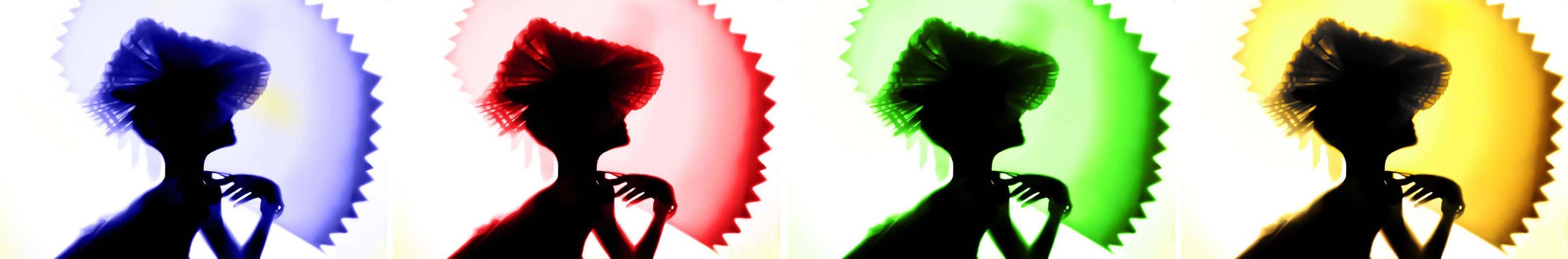 Dora Franco, Back Lighting, Blue Red Green Yellow Polyptych. Dora Franco, Back Lighting, Blue Red Green Yellow Polyptych.