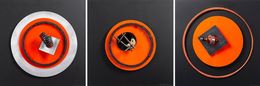 Scultura, Assembler Naranja N°1, N°3 and N°2. Abstract Mixed Media Wall Sculpture, Fanny Finkelman Szyller