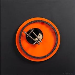 Sculpture, Assembler Naranja N°1, N°3 and N°2. Abstract Mixed Media Wall Sculpture, Fanny Finkelman Szyller