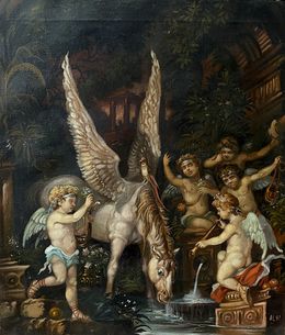 Painting, Pegasus and Cupids, Alexander Litvinov