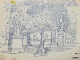 Fine Art Drawings, Jardin du Luxembourg, Willem Anthonie Oepts