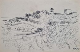 Fine Art Drawings, Landschap te St Tropez, Landscape at St Tropez by Willem Anthonie Oepts, Willem Anthonie Oepts