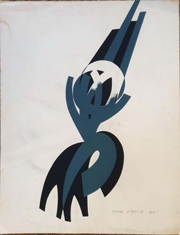 Painting, Mid-century French Abstract Surrealist Design for a Sculpture, Guy Benoist
