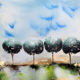 Painting, Trees of stillness 02, Poonam Choudhary