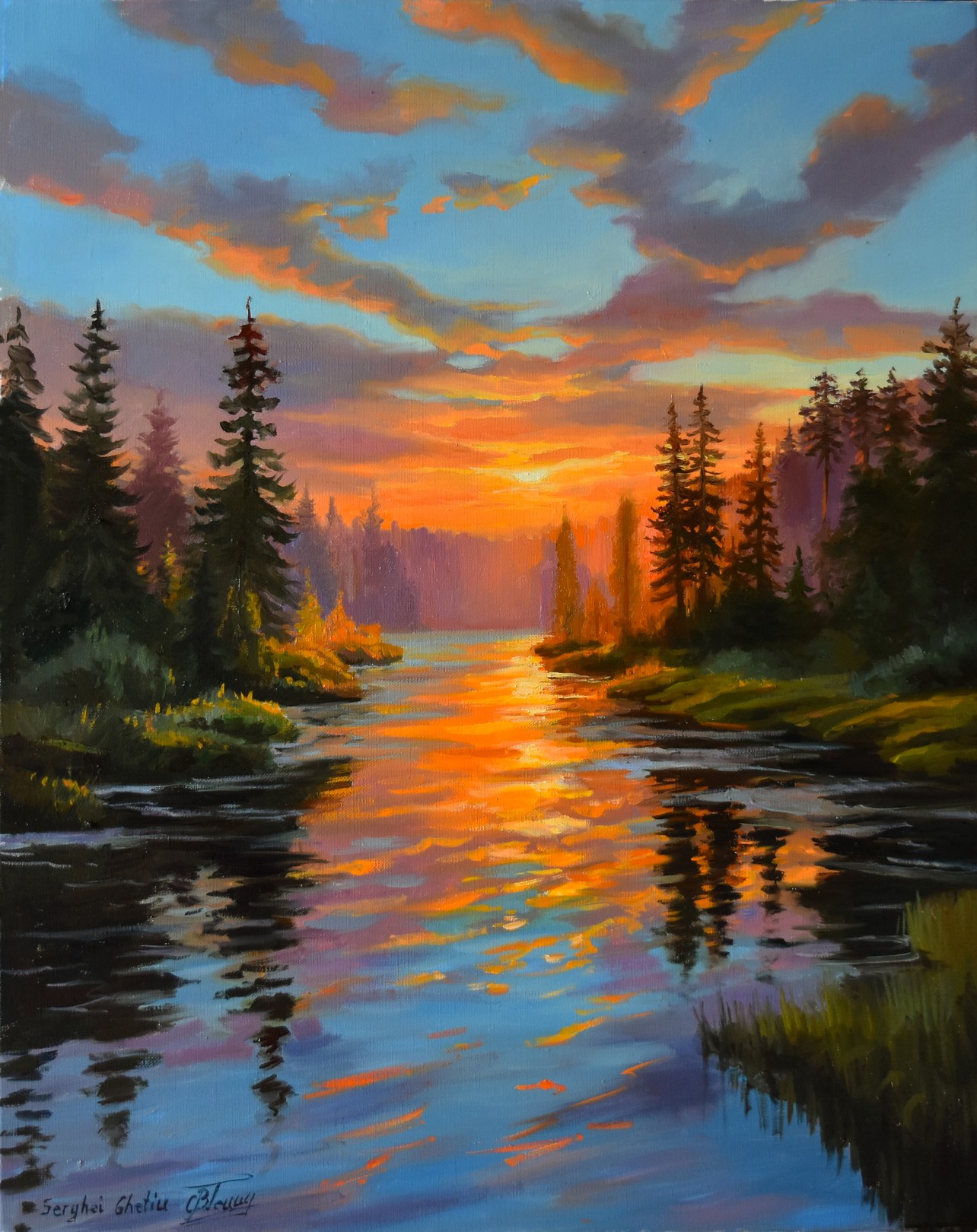 Serghei Ghetiu, The sunset in the forest Serghei Ghetiu, The sunset in the forest