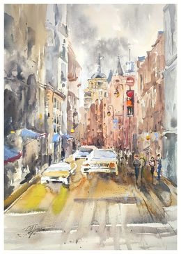 Painting, Watercolor Moscow Watercolor Cityscape, Irina Pronina