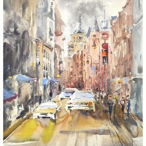Peinture, Watercolor Moscow Watercolor Cityscape, Irina Pronina