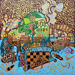 Painting, Sete in gold, Mike Jacobs