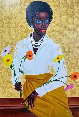 Painting, Flower Girl, Philip Letsu Komla
