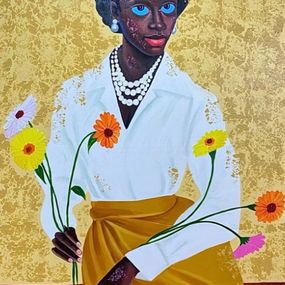Painting, Flower Girl, Philip Letsu Komla