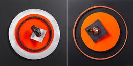 Sculpture, Assembler Naranja N°1 and N°2. Abstract Mixed Media Wall Sculpture, Fanny Finkelman Szyller