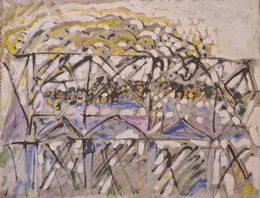Peinture, View Through the Bridge - Late 20th Century Expressionist Acrylic, Armand Avril