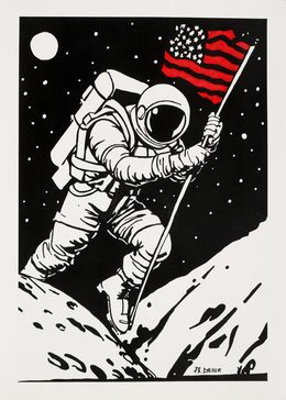 Painting, Astronaut on the moon, Philippe Dailler
