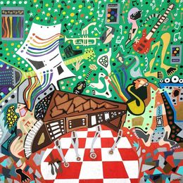 Painting, Band On Red and White, Mike Jacobs