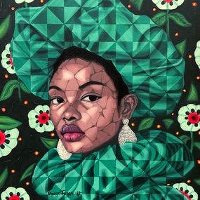 Peinture, Embrace Nature 6 - 21st Century, Contemporary, Figurative Portrait Floral, Women, Oyeleye Feranmi