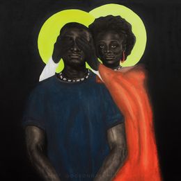 Pittura, Black Girl Magic - 21st Century, Contemporary, Figurative Portrait, Love, Couple, Ogbonna Francis