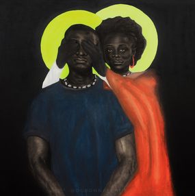Painting, Black Girl Magic - 21st Century, Contemporary, Figurative Portrait, Love, Couple, Ogbonna Francis