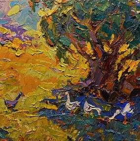 Gemälde, Geese in the Shade of Willows, Ivanyuk Oleksiy