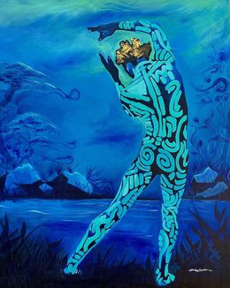 Painting, Like Trees in the Wind - 21st Century, Figurative, African, Dance, Body Writing, Jethro King Oluwatosin
