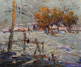Painting, The First Snow Fell, Oksana Ivanyuk