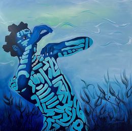 Painting, One With The Tide 2 - 21st Century, Figurative, African, Dance, Body Writing, Jethro King Oluwatosin
