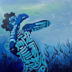 Painting, One With The Tide 2 - 21st Century, Figurative, African, Dance, Body Writing, Jethro King Oluwatosin
