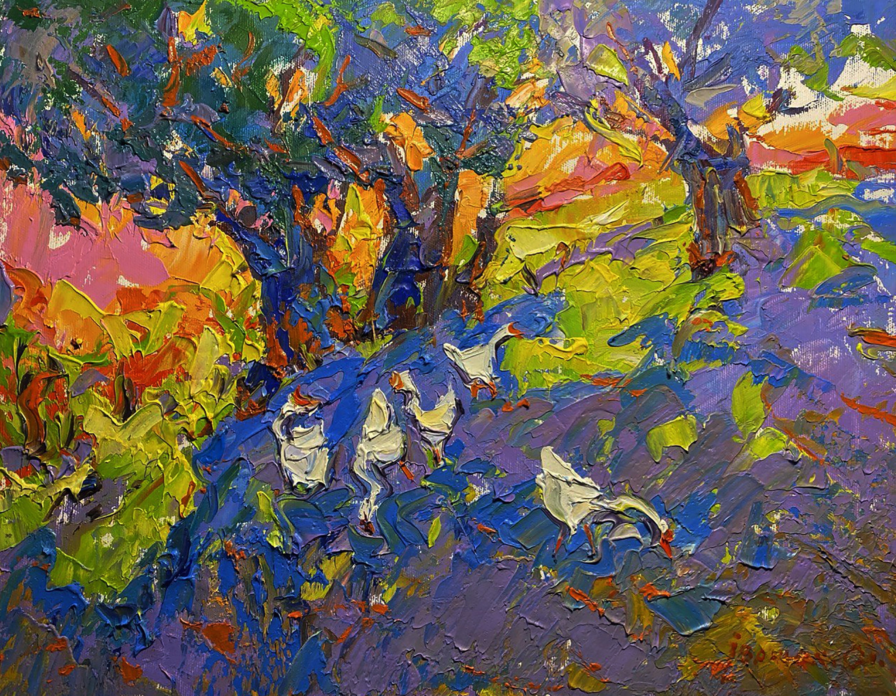 Ivanyuk Oleksiy, Geese in the Shade of a Willow Ivanyuk Oleksiy, Geese in the Shade of a Willow