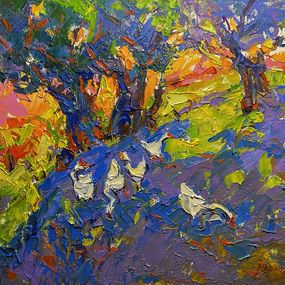 Gemälde, Geese in the Shade of a Willow, Ivanyuk Oleksiy