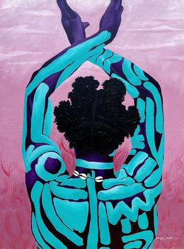 Painting, When Silence Dances - 21st Century, Figurative, African, Women, Body Writing, Jethro King Oluwatosin