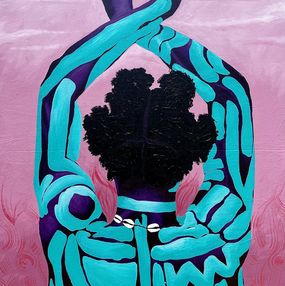 Painting, When Silence Dances - 21st Century, Figurative, African, Women, Body Writing, Jethro King Oluwatosin