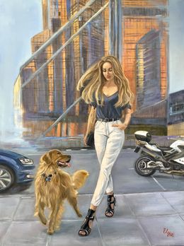 Painting, Walking around the city with a friend, Elena Ushanova