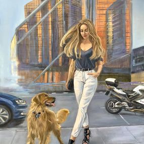 Painting, Walking around the city with a friend, Elena Ushanova