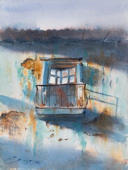 Peinture, Balcony in Turquoises, Edgar Quispe