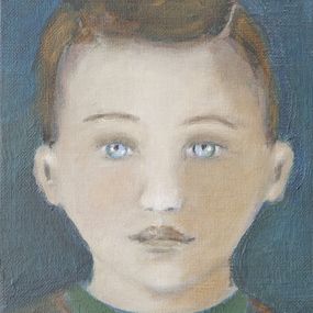 Painting, Portrait 1, Garçon au regard clair - Série portrait, univers de l'enfance, Fabienne Octobre