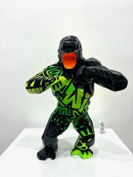 Sculpture, Wild Kong tagué noir brillant, Richard Orlinski