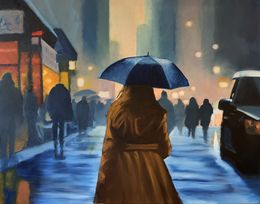 Painting, La femme au parapluie, Eric Turlot