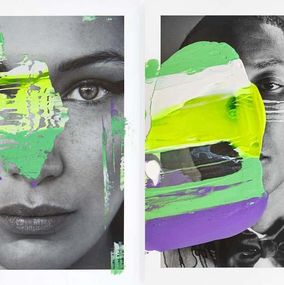Photography, Pharrell Williams and Bella Neon portraits Intervened by the artists., Hunter & Gatti