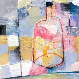 Peinture, Bouteille rose, Philippe Fissore