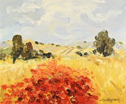 Peinture, Moisson aux Coquelicots, Jean Levasseur