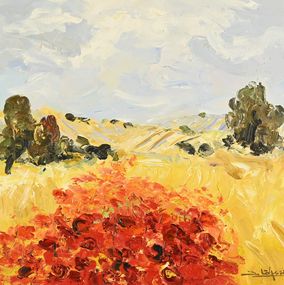 Peinture, Moisson aux Coquelicots, Jean Levasseur