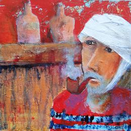 Painting, Homme à la pipe, Philippe Fissore