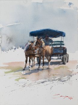 Peinture, Horse cart, Edgar Quispe