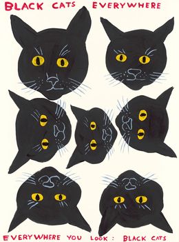 Print, Black Cats Everywhere, David Shrigley
