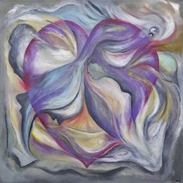 Painting, Chatcoeur - Abstraction colorée, Liliane Cima