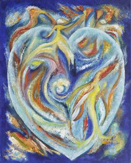 Painting, Coeur traversant - Abstraction colorée, Liliane Cima