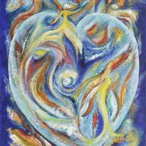 Peinture, Coeur traversant - Abstraction colorée, Liliane Cima