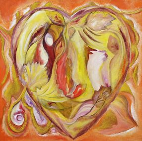 Peinture, Coeur d'automne - Abstraction colorée, Liliane Cima
