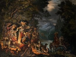 Peinture, Campfire hunters, Alexander Litvinov