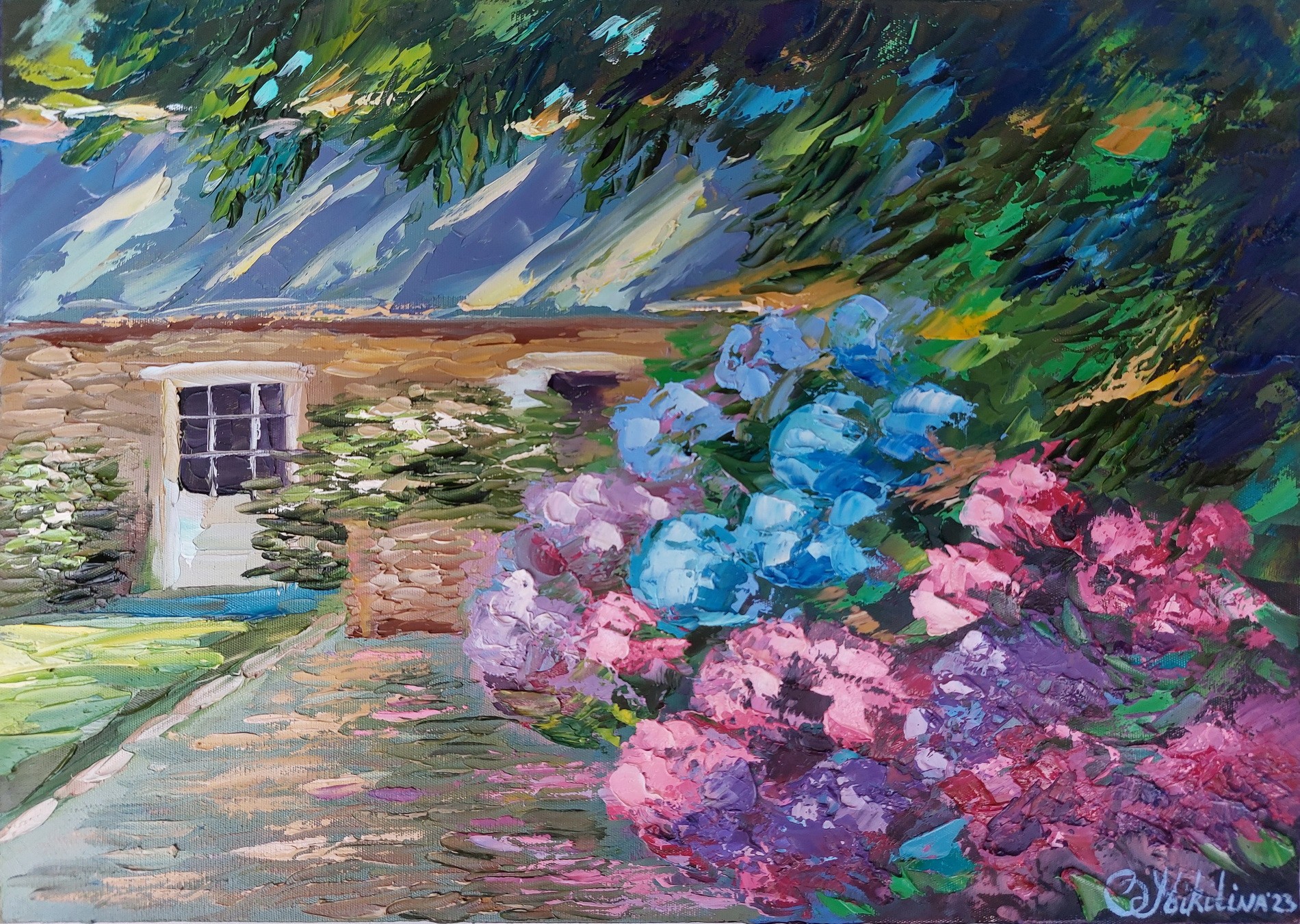 Olga Nikitina, Hydrangea Painting Flowers Counry House Olga Nikitina, Hydrangea Painting Flowers Counry House