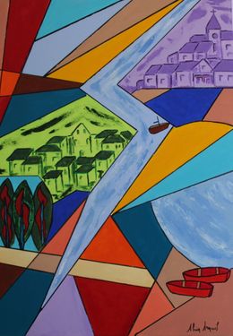 Painting, Deux barques rouges, Alain Arnouil